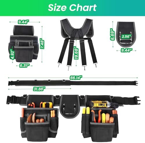 FamilyKit Tool Belt With Suspenders, Magnetic Heavy Duty Tool Belts - Image 2
