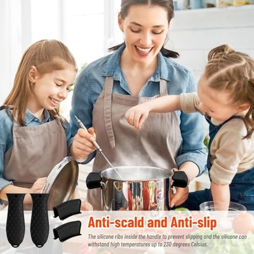4 Pack Silicone Hot Handle Holder Cover Cast Iron Handle Cover Silicone Pot - Image 2