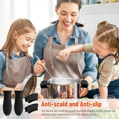 4 Pack Silicone Hot Handle Holder Cover Cast Iron Handle Cover Silicone Pot - Image 2