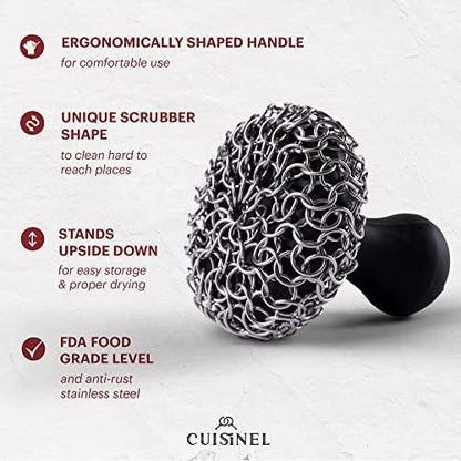 Cuisinel Cast Iron Chainmail Scrubber + Pan Scraper - Image 3
