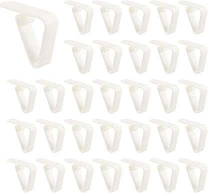 uxcell 32 Pack Plastic Tablecloth Clips, Table Cloth Cover Clamps Windproof Holder Clips 2.17" x 1.69" for Home Party Picnic Wedding Camping Dining Tables, White