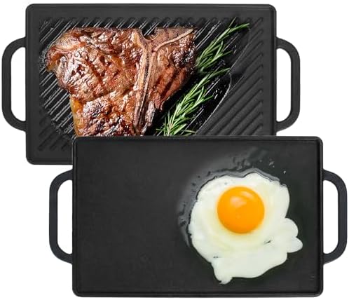 GasSaf Small Cast Iron Griddle 13x8.25 by GasSaf