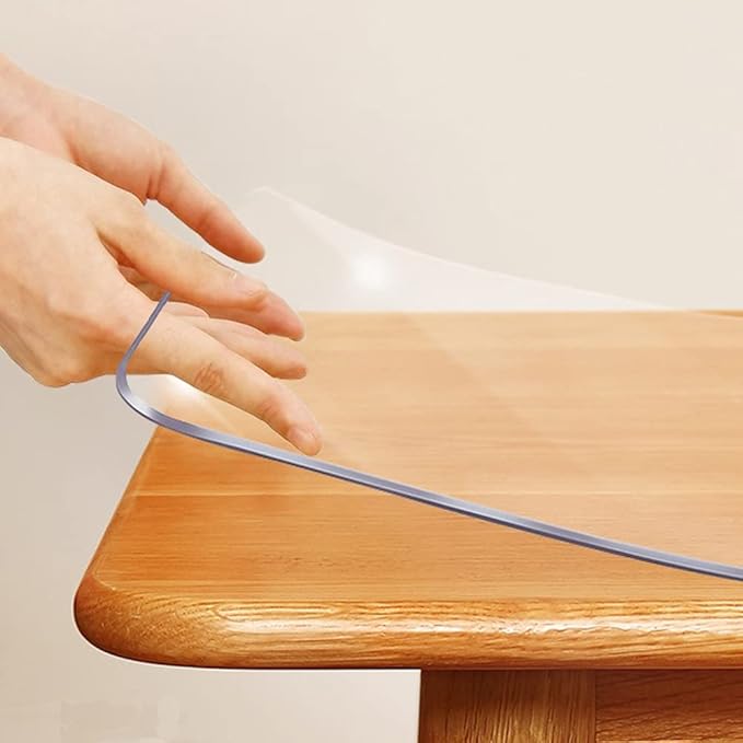 28x48 inch Multi Size Clear Plastic Table Protector 1mm Thick PVC Cover Pad Vinyl Protector Easy Clean Waterproof Wipeable Furniture Topper Pad for Dining Living Room Coffee Mat Desk Pad Rectangle
