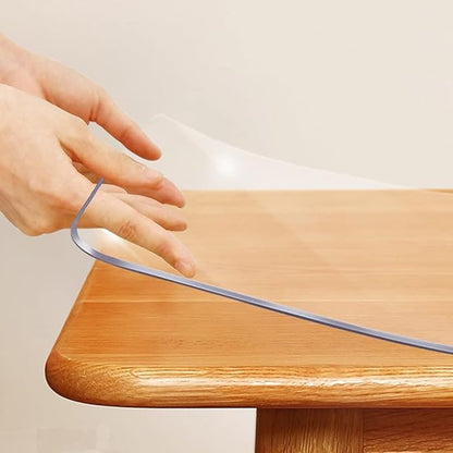 Thicken PVC Table Protector - 17x48 Inch Rectangular Clear Plastic Desk & Table Cover Mat for Office, Computer, End, Side, Coffee, Dining Room