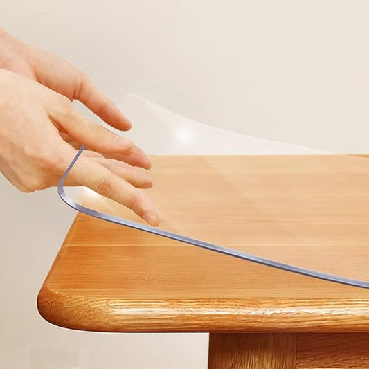 19x43 in Clear PVC Table Protector Cover Office Plastic Desk Protector Chair Mat Thicken Transparent Desk Pad Mat Table Pad Tablecloth Cloths for Coffee Table Writing Desk Topper Easy to Clean