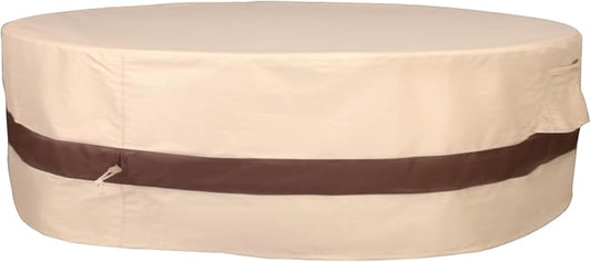 Round Patio Furniture Cover, Heavy Duty and Waterproof for Outdoor Furniture covers, Round outdoor table cover, Patio table cover 96"DIA x 27.5"H Beige