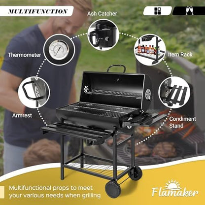 Flamaker Charcoal Grill Barrel style BBQ Charcoal Grill - Image 3