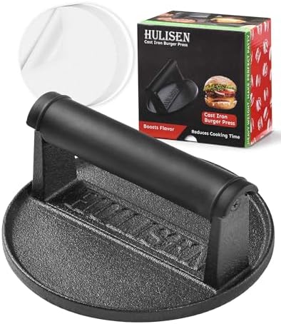 HULISEN 6” Pre-Seasoned Cast Iron Burger Press by HULISEN