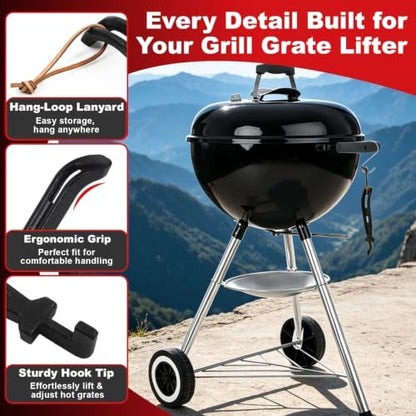 DELSbbq Cast Iron Barbecue Universal Grill Grid Lifter, 8 inch Long hot - Image 4