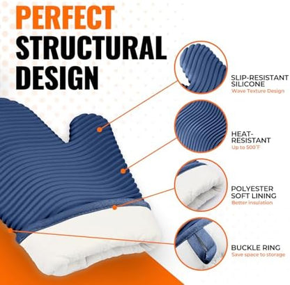 YUTAT Silicone Oven Mitts, Heat Resistant Oven Gloves - Image 4