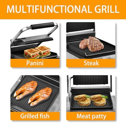 Commercial Panini Press - 1800W Commercial Electric Panini Sandwich Grill - Image 4