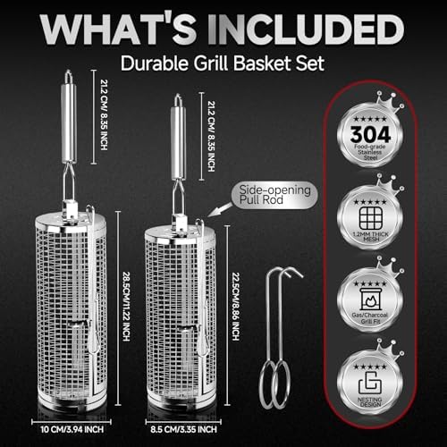 Rolling Grill Baskets, Grill Accessories - Image 2