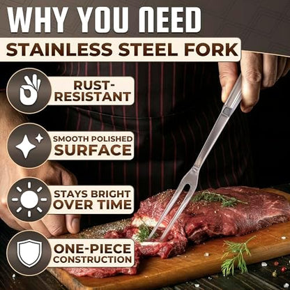 Meat Fork 2 Prongs, 11 In, 430 Stainless Steel, - Image 3