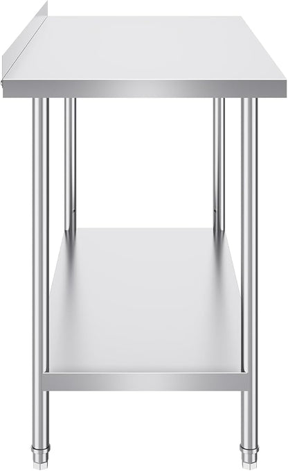 VEVOR 24 x 48 x 36 Inch Stainless Steel Work Table, Commercial Food Prep Worktable Heavy Duty Prep Worktable, Metal Work Table with Adjustable Height for Restaurant, Home and Hotel