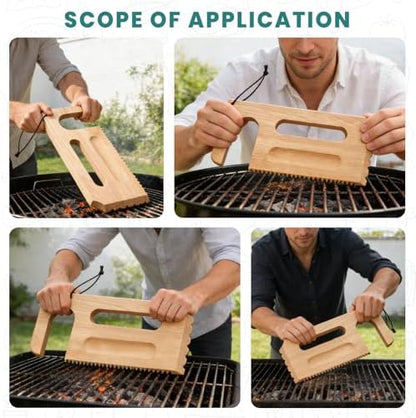 Wooden Grill Scraper, Brush Natural Hardwood BBQ Cleaner, Grill Grate Cleaner - Image 5