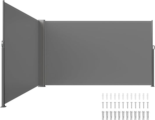 VEVOR Retractable Side Awning, UV 50 71''x 236'' Full Aluminum Rust-Proof Patio Sunshine Screen, 280 g Thicken Privacy Divider & Wind Screen for Courtyard, Balcony, Roof Terraces and Pools, Gray