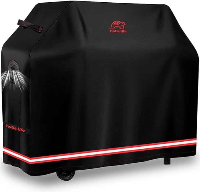 Turtle Life BBQ Grill Cover, 54 Inch Heavy Duty Waterproof 3-4 Burner Barbecue Gas Grill Covers for Weber Spirit Char-Broil Performance and Signature, Black