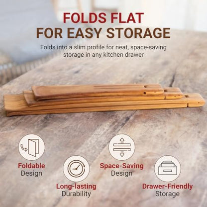 Air Teak Tongs Premium Teakwood Kitchen Tongs – Fold-Flat Wooden Cooking Tongs - Image 4