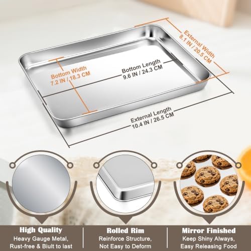 10.4" Baking Sheet Pan, Joyfair Stainless Steel Toaster Oven Trays - Image 2