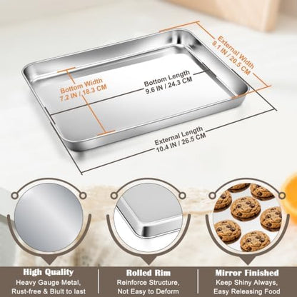 10.4" Baking Sheet Pan, Joyfair Stainless Steel Toaster Oven Trays - Image 2