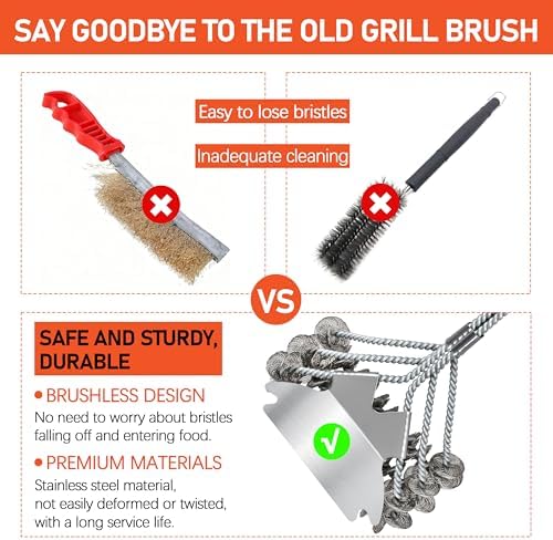 18" BBQ Grill Brush with Wide Scraper - Image 4