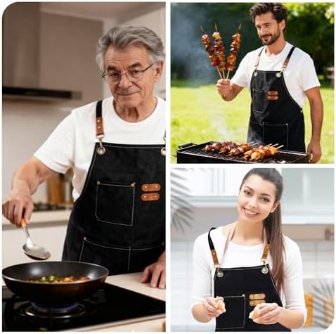 Aprons For Women Men With Large Pockets, Waterproof Cotton Chef Aprons For - Image 6