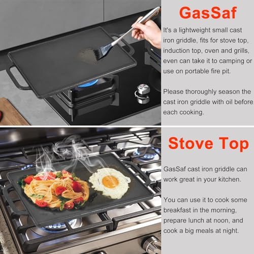 GasSaf Small Cast Iron Griddle 13x8.25 - Image 5