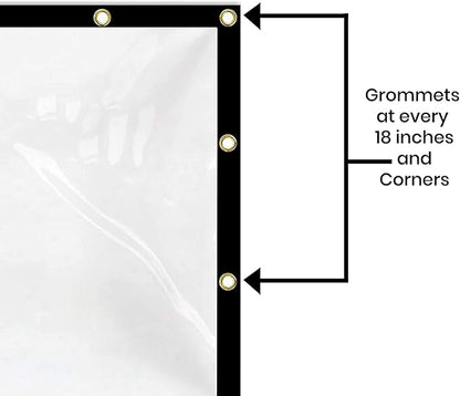 Covers & All Custom Clear Tarps Heavy Duty Waterproof Material, 18 oz Clear PVC Tearproof Tarpaulin, Available in Custom Sizes for Indoor & Outdoor Use