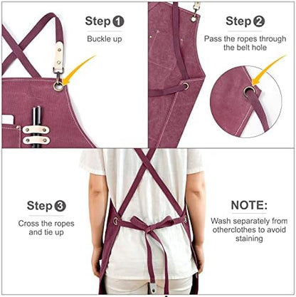 Hongsome Cotton Canvas Cross Back Apron - Image 4