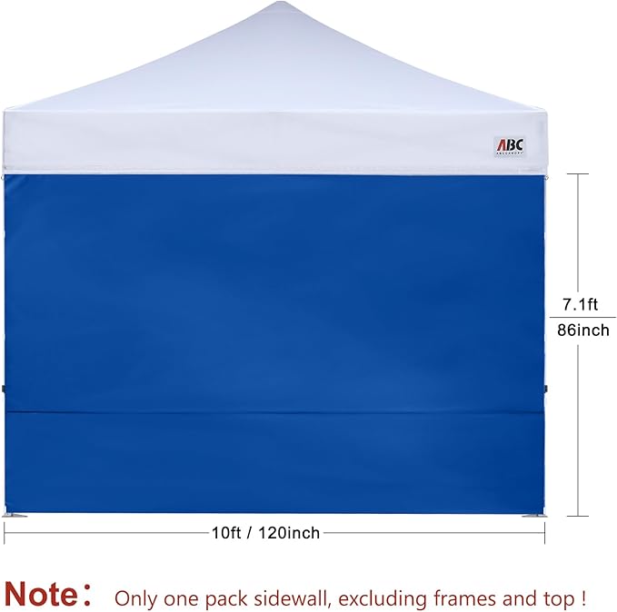 ABCCANOPY Instant Canopy SunWall 10x10 FT, 1 Pack Sidewall Only, No Frame or Top, Blue