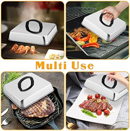 Leonyo 8.2 Inch Square Cheese Melting Dome, Heavy Duty Square Steaming Basting - Image 5