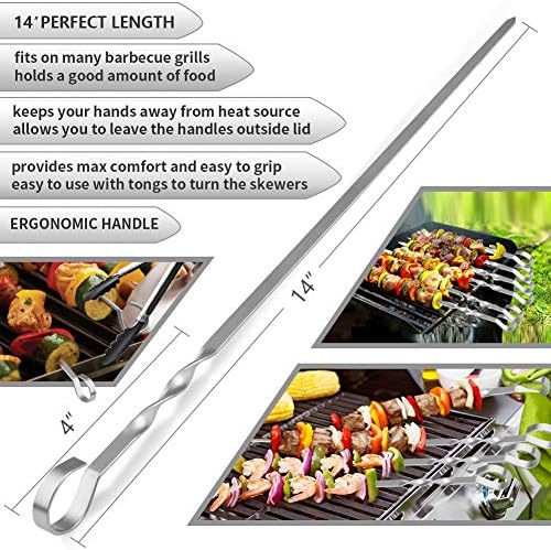 Skewers for Kabobs, Reusable Grill Shish BBQ Barbecue Sticks for Meat Chicken - Image 2