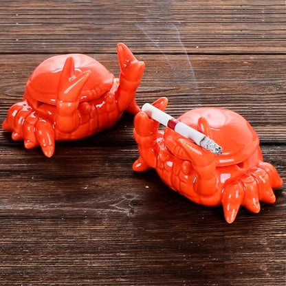 2packs Cute Ashtray With Lid, Ceramic Crab Cigar Cigarettes Ash Tray, Windproof by YYFWND