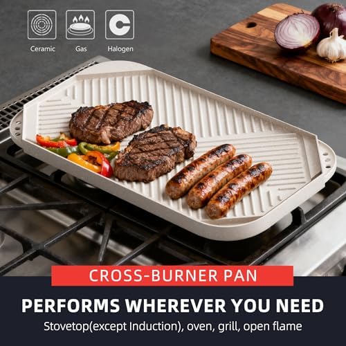 Caannasweis nonstick grill pan for stove top Reversible Griddle 19.5" x 11" - Image 2