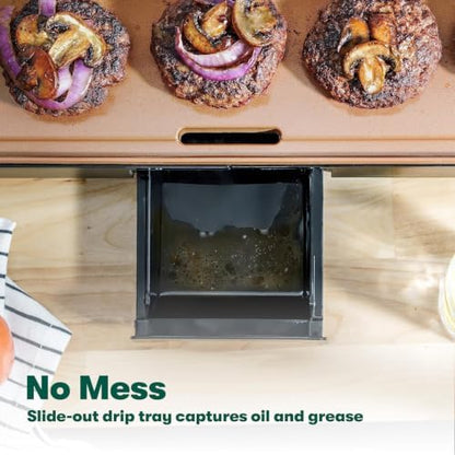 bella XL 12"x22" Electric Ceramic Titanium Non-Toxic Griddle, Copper/Black - Image 6