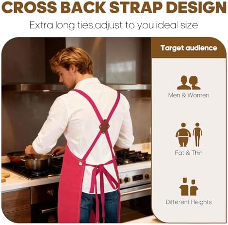 Aprons For Women Men With Large Pockets, Waterproof Cotton Chef Aprons For - Image 4