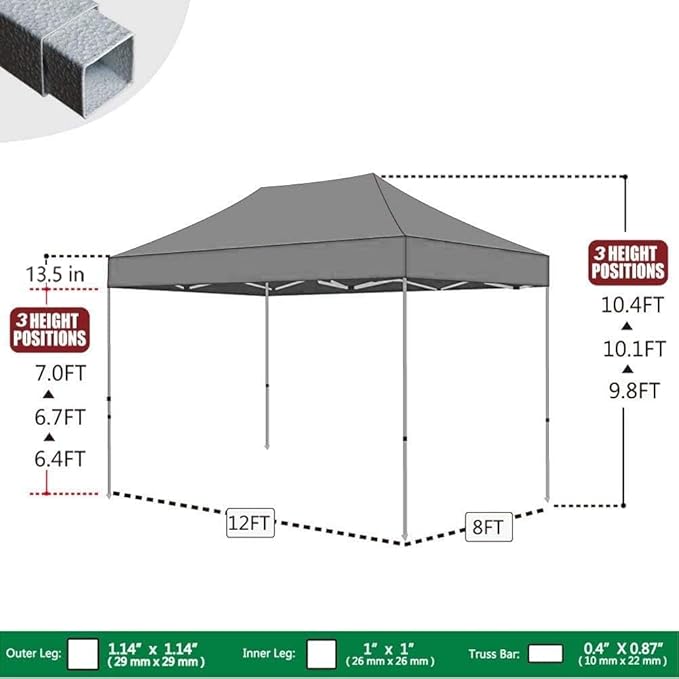 Eurmax USA 8'x12' Pop Up Canopy Tent Commercial Instant Canopies with Heavy Duty Roller Bag,Bonus 4 Sand Weights Bags (Blue)