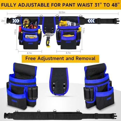 Tool Belt with 4 D-Rings, 27-Pockets Tool Belts - Image 2