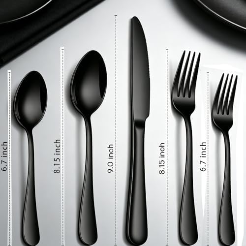 20 Pcs Black Silverware Set, Stainless Steel Flatware Set - Image 2