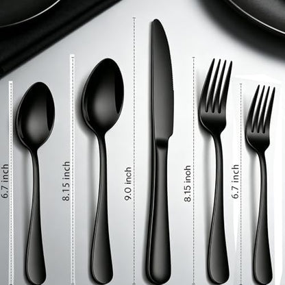 20 Pcs Black Silverware Set, Stainless Steel Flatware Set - Image 2