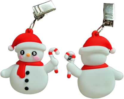 TwoFish Home Set of 4 Snowman Tablecloth Weights Clips Handicraft Snowman Tablecloth Clamps Pack of 4