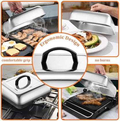 HaSteeL 10-Inch Square Melting Domes, Griddle Basting Cover - Image 5