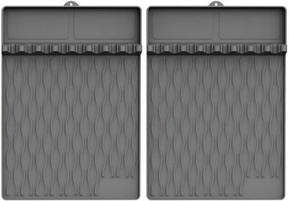 Silicone Griddle Tools Mat with Drip Pad for Blackstone – Non-Slip Spatula Rest & Side-Shelf Mat for Outdoor Grill Kitchen Counter, Heat-Resistant Grill Pad, Blackstone Griddle Accessories-Gray2-Pack