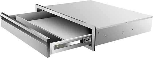 Outdoor Kitchen Drawers 30" W x 6.5" H x 23" D Stainless Steel Single Drawers with Hidden Handle for BBQ Island, Patio Grill Station & Outdoor Kitchen Cabinets