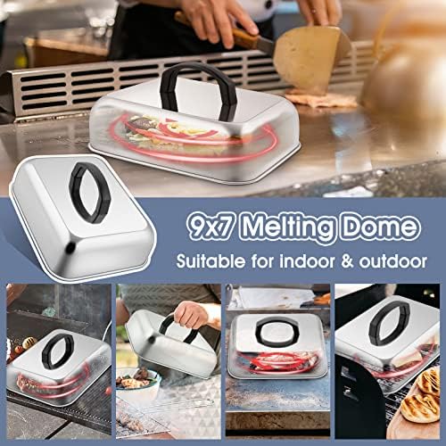 HaSteeL Cheese Melting Dome Set of 2, Stainless Steel Rectangular 9x7 Inch - Image 5