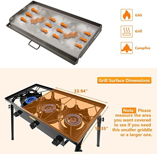 Hisencn Griddle for Camp Chef 2 Burner Stove, 14x32'' Flat Top Griddle for Gas - Image 3