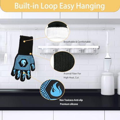 BBQ Gloves 1472F Heat Resistant Non-Slip Silicone - Image 3