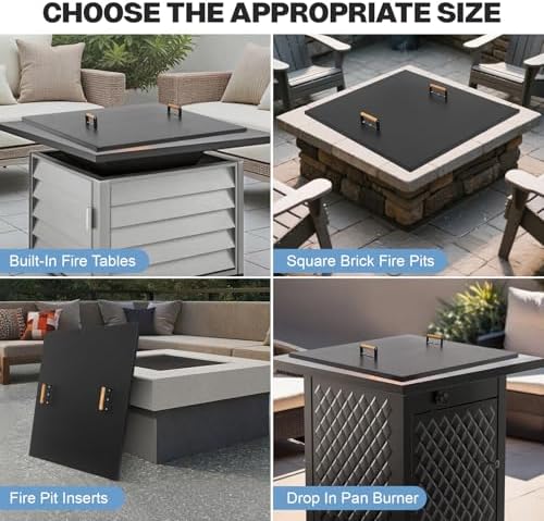 Fire Pit Lid Square 34", Heat Resistant Metal Firepit Cover - Image 6