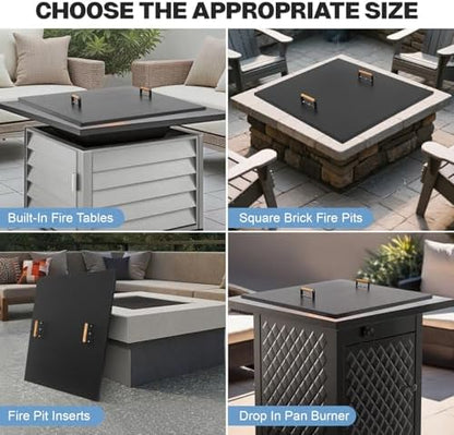 Fire Pit Lid Square 34", Heat Resistant Metal Firepit Cover - Image 6