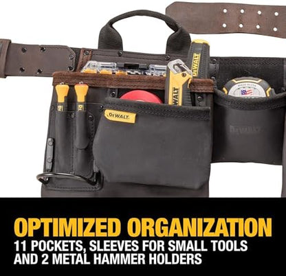 DEWALT Leather Tool Belt, 11 Pocket Professional Belt - Image 4